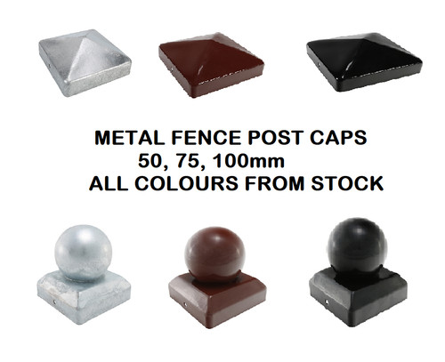 Metal fence post - post, caps