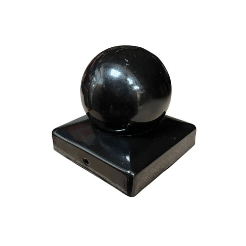 Black metal ball fence post - black,